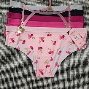 Juicy Couture Women's Cherry Print 5 Underwear Set - Pink, Black, Gray